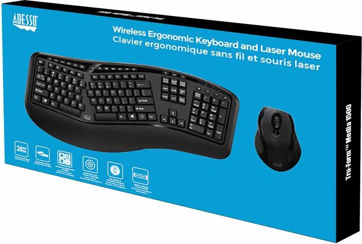 Actual product image Adesso TruForm pro™ Wireless Ergonomic Keyboard and Laser Mouse (US, Wireless)