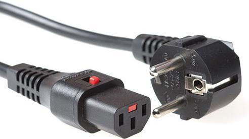 Iec Lock 230V connection cable CEE 7/7 male(angled) - C13 lockable black 1.00m (1 m)