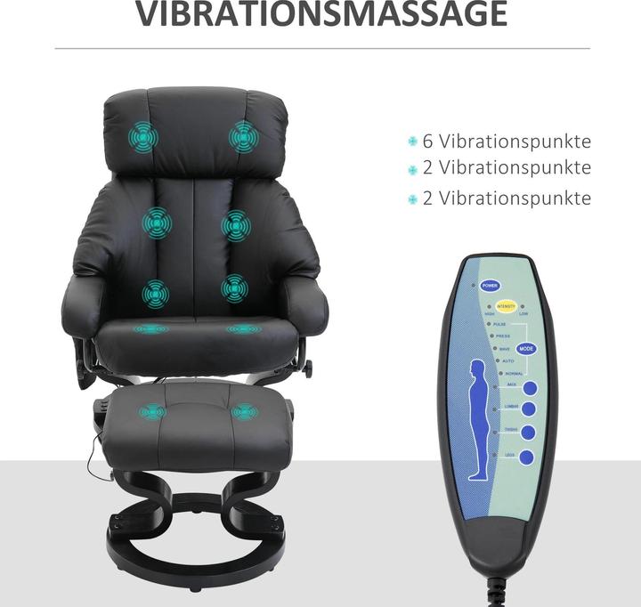 Image du produit Swisshandel24 Fauteuil de massage Repose-pieds Noir Fauteuil de relaxation Fauteuil de télévision électrique avec