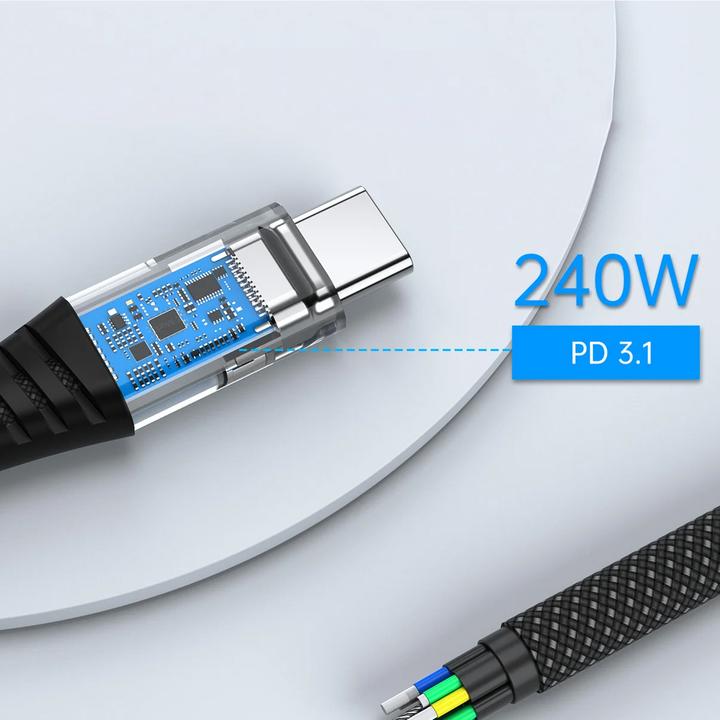 Produktbild Choetech XCC-1051 USB-C to USB-C cable, PD 240W 1.8m (black) (1.80 m, USB 3.2 Gen 2, 240 W)