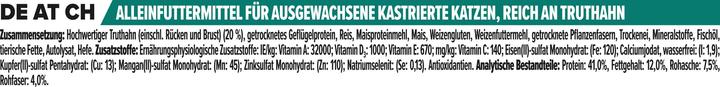 Nährwerte und Zutaten Pro Plan Sterilised (Adult, 1 Stk., 3070 g)