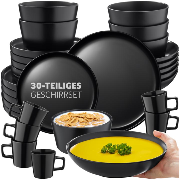 Actual product image tectake Geschirrset Una, aus Steingut, für 6 Personen (30 Piece)