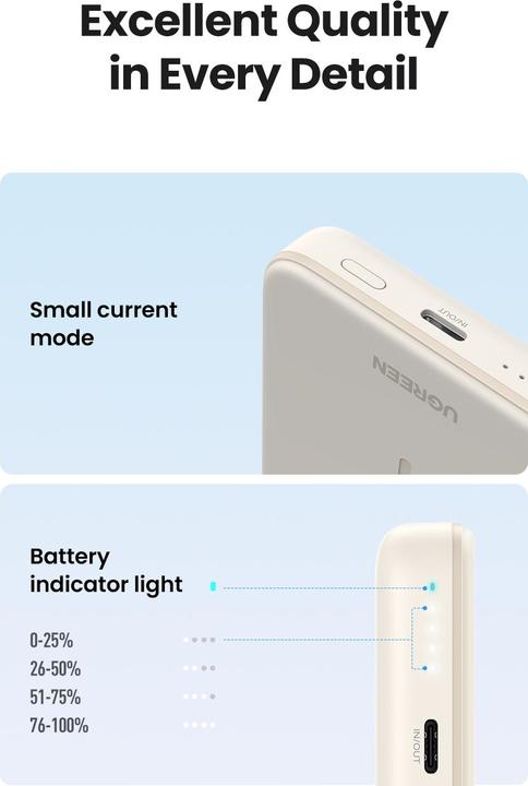 Actual product image Ugreen Mini Powerbank Wireless with MagSafe (10000 mAh, 20 W, 37 Wh)