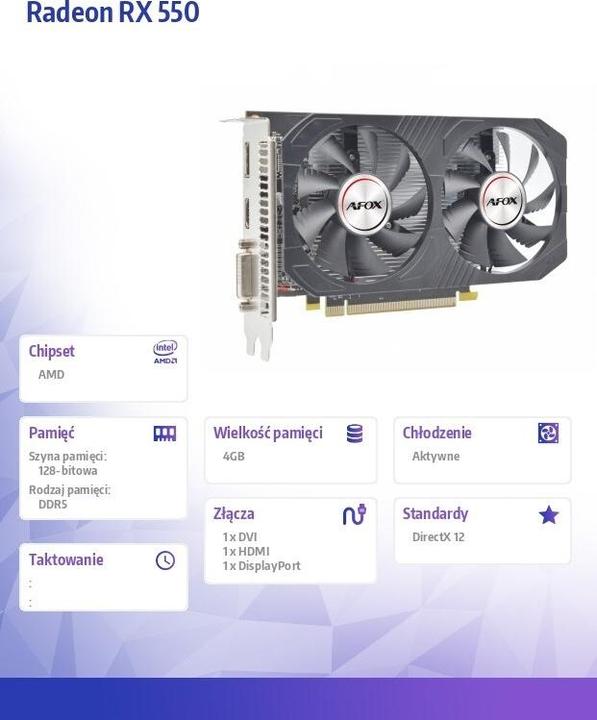 Produktbild AFOX Radeon RX 550 4GB (4 GB)