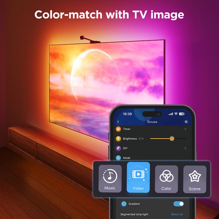 Produktbild Govee Envisual TV Backlight (Warmweiss, RGBIC, 360 cm, Indoor)