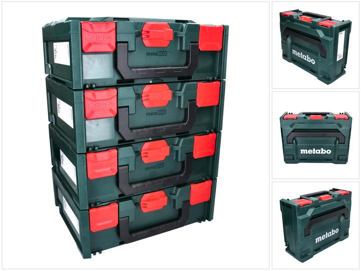 Produktbild Metabo metaBOX 145 Set 4x System Werkzeug Koffer Stapelbar 396 x 296 x 145 mm - ohne Einlage (4 Teile)