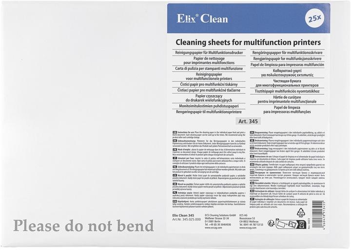 Nährwerte und Zutaten 345025 ELIX CLEAN REINIGUNGSBLAETTER 25Stk Laserdrucker und Kopierer
