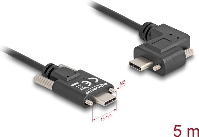 Produktbild Delock USB 2.0 Kabel USB Type-C Stecker mit Schrauben zu USB (5 m, USB 2.0, 60 W)
