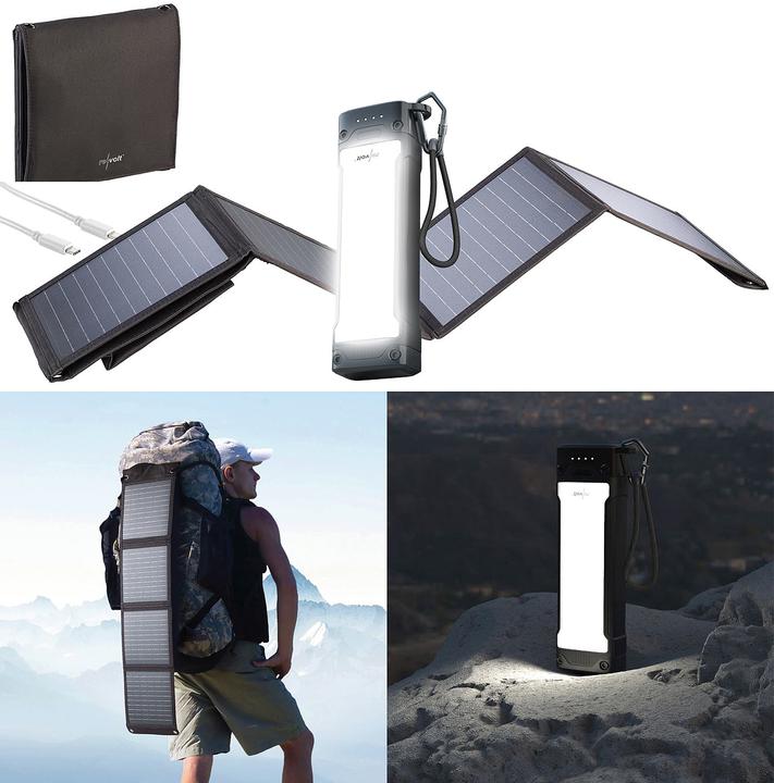 Produktbild Revolt Outdoor-USB-Powerbank mit 28-Watt-Solar-Ladegerät, 20.000 mAh (20000 mAh, 20 W, 28 Wh)
