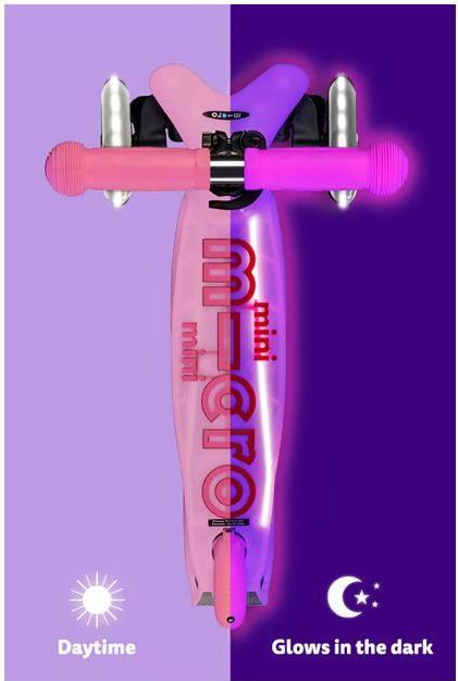 Actual product image Micro Scooter Mini Deluxe Glow Plus LED Pink