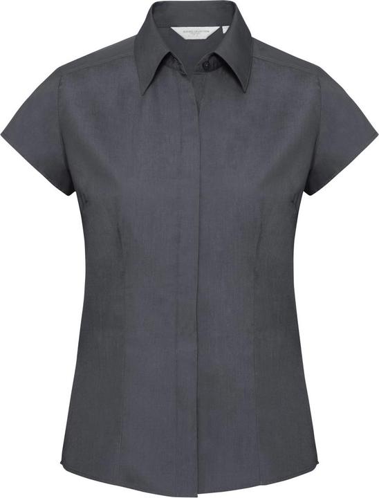 Russell Collection Easy Care Fitted Poplin Bluse kurzarm (XXL)
