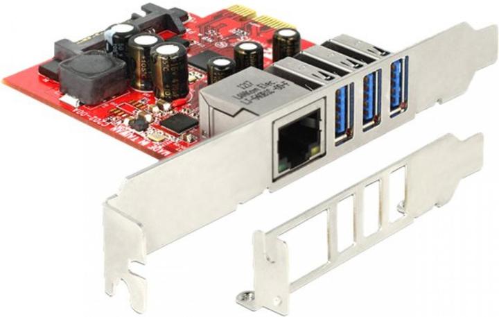 Image du produit Delock Carte PCI Express > 3 x USB3.0 externe + 1 x Gigabit LAN externe (Mini PCI Express)