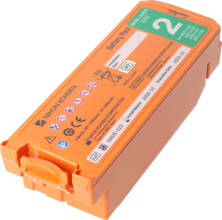 Actual product image Nihon Kohden Original Lithiumbatterie Defibrillator Cardiolife AED2100 - NKPB-14301K (1 pcs., 1400 mAh)