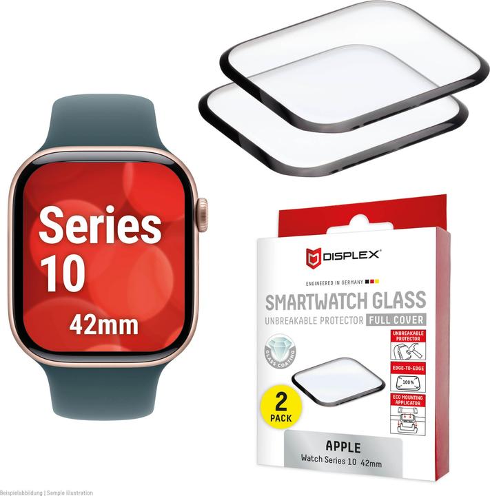 Produktbild Displex Full Cover Schutzfolie, Full Cover Watch Glass, Doppelpack