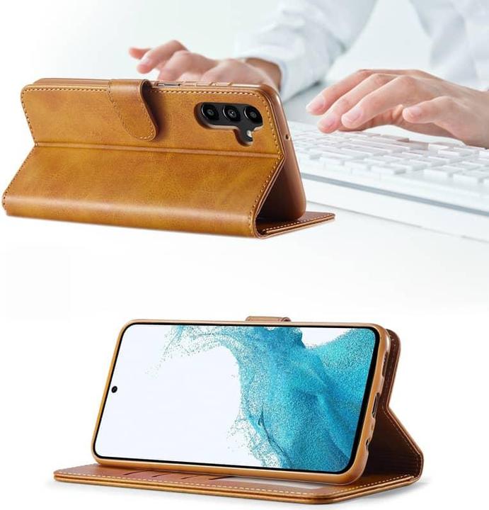 Image du produit LC.Imeeke Samsung Galaxy A72 5G - Étui portefeuille, marron clair/orange (Samsung Galaxy A72 5G)