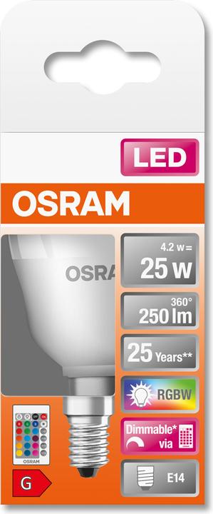 Produktbild Osram Led Retrofit Rgbw Lamps With Remote Control (E14, 25 W, 250 lm, 1 x, G)