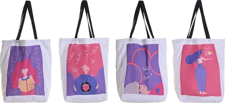DKD Home Decor Tasche aus Segeltuch Weiss polialgodon Polyester 43 x 15 x 40 cm (4 Stück)