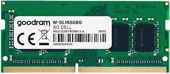 Produktbild Goodram W-DL16S08G DDR3 SODIMM 8GB 1600MHz CL11 DELL (1 x 8GB, 1600 MHz, DDR3-RAM, SO-DIMM)