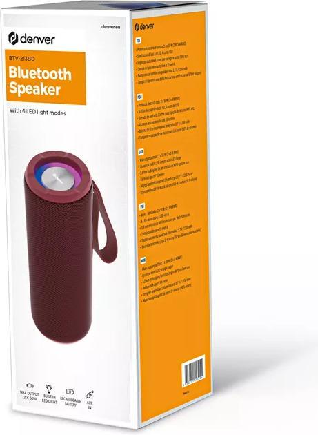 Produktbild Denver Tragbarer Lautsprecher BTV-213BD, Rot (3 h, Stromversorgung über USB)