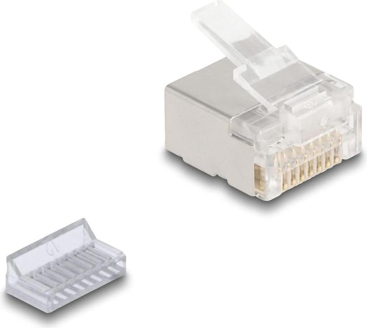 Delock RJ45 Modularer Stecker Cat.6A für Slim und Flachbandkabel 100er Set (Netzwerkkabel Stecker)