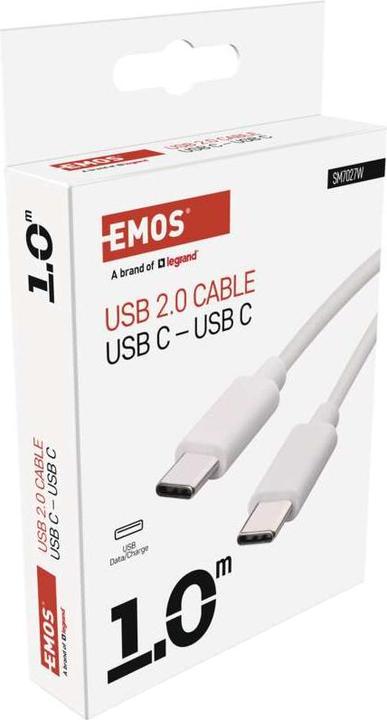 Produktbild Emos USB Kabel 2.0 C Stecker - USB 2.0 C Stecker 1m, weiss (1 m, USB 2.0, 60 W)