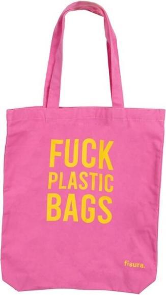 Fisura Tragetasche "Fuck plastic bags" Pink