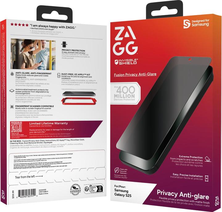 Actual product image Zagg InvisibleShield Fusion Privacy AG Samsung Galaxy S25 Screen (1 Piece, Samsung Galaxy S25)
