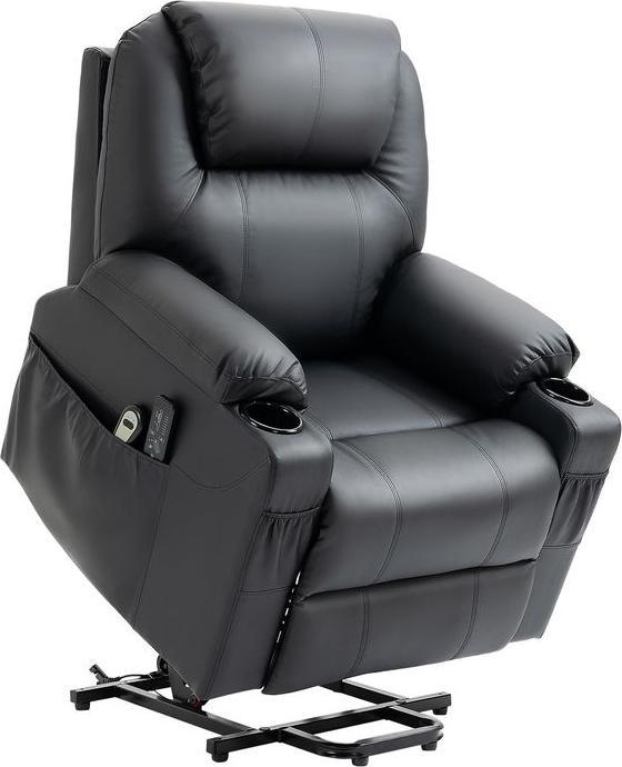 Swisshandel24 Elektrischer Aufstehsessel, Massagesessel, mit Liegefunktion, mit Fernbedienung, Seitentaschen, PU