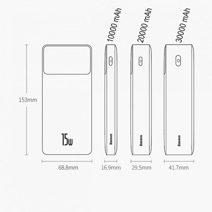 Actual product image Baseus Powerbank Bipow 10000mAh, 15W (white) (10000 mAh, 15 W, 74000 Wh)