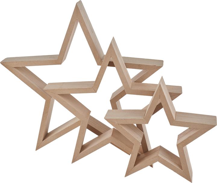 Produktbild VBS Holz-Sterne "Frame", 3er-Set, MDF-Holz furniert