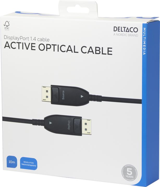 Actual product image Deltaco Displayport 1.4 cable, AOC, 8K@30Hz, 10m, black (10 m, DisplayPort)