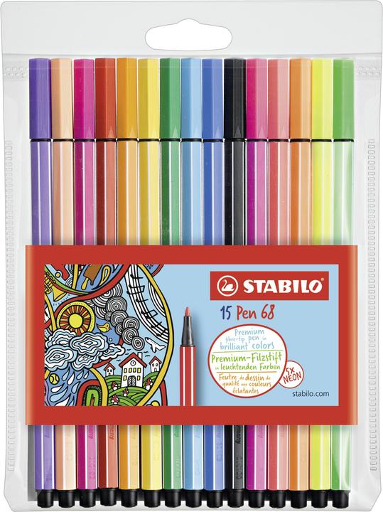 Actual product image STABILO Pen 68 Premium felt-tip pen (Multicoloured, 15 x)