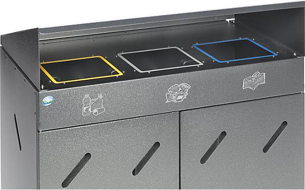 Produktbild VAR Wertstoffsammelstation, 3fach-Einwurf, Volumen 300 l, antiksilber (300 l)
