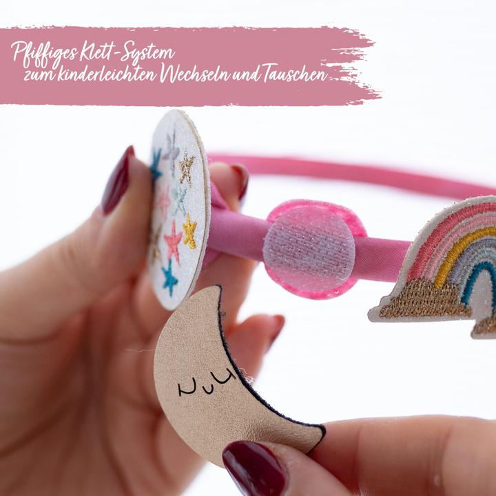 Immagine prodotto Papierdrachen Set di gioielli per capelli - Cerchietto con patch - Arcobaleno