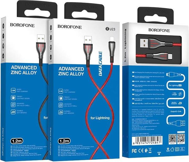 Produktbild Borofone USB USB-A to Lightning 1.2m Cable Random (6931474724847) (1.20 m, USB 3.0)