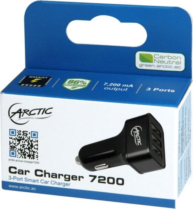Immagine prodotto Arctic Caricatore da auto 7200, caricatore da auto USB a 3 porte.