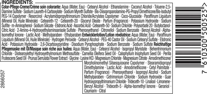Valeurs nutritives et ingrédients Syoss Oleo Intense (2-10 Marron noir)