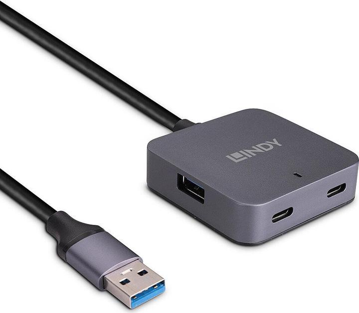 Lindy 10m USB 3.0 Hub, 4 Ports 10m Verlängerung für 2 USB Typ C und 2 USB Typ A Geräte (USB-A, 4 Ports)