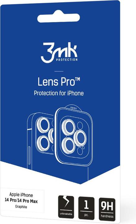 Actual product image 3MK iPhone 14 Pro/14 Pro Max Lens Protection Pro Graphite (1 Piece, Apple iPhone 14 Pro Max, Apple iPhone 14 Pro)