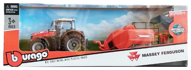 Immagine prodotto Bburago Diecast 1:43 FarmLand Massey Ferguson 8740S con sollevatore di balle motorizzato Età 3+ 18-31667