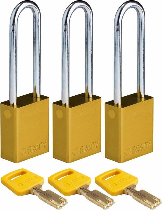 Immagine prodotto Brady Lucchetto Safekey in alluminio con grillo in acciaio, giallo, altezza grillo 76 mm, diametro grillo