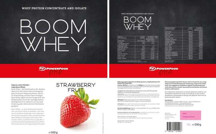 Produktbild PowerFood One Boom Whey (Erdbeere, 1 Stk., 500 g)