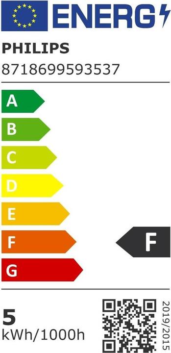 Energie-Label Philips LEDclassic Lampe Diamond (E27, 5 W, 500 lm, 1 x, F)