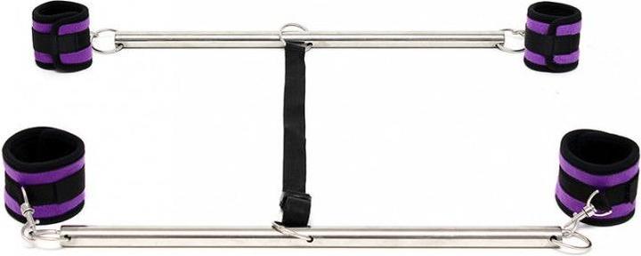 Actual product image Rimba Bondage Double Spreader Bar with Cuffs Violet-Black