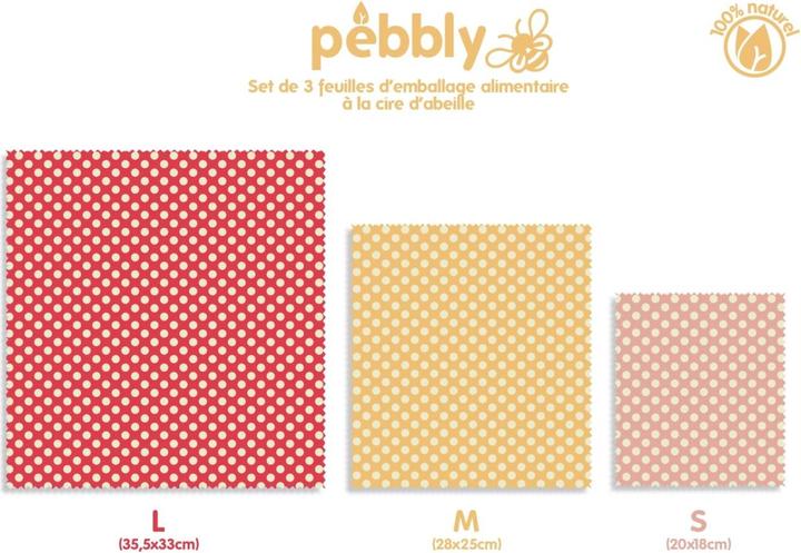 Produktbild Pebbly Bienenwachstücher, 3er Set, S-M-L (3 x)
