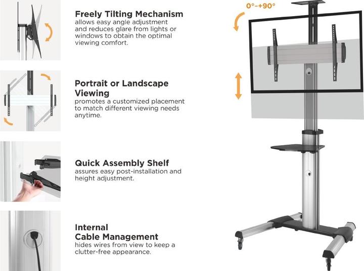 Image du produit equip Chariot TV (À CRISTAUX LIQUIDES, 70", 50 kg)