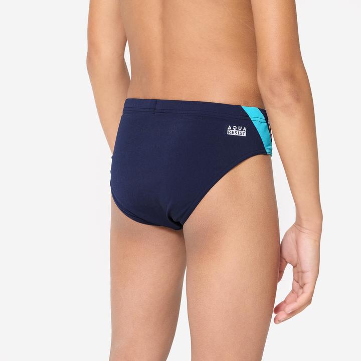 Actual product image Nabaiji Badehose Slip Jungen - 900 Yoke blau/orange (128)