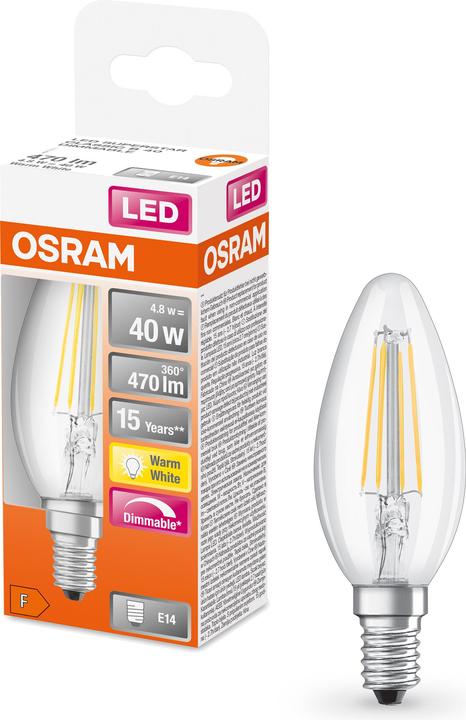 Actual product image Osram Superstar Classic B (E14, 4.80 W, 470 lm, 1 x, F)