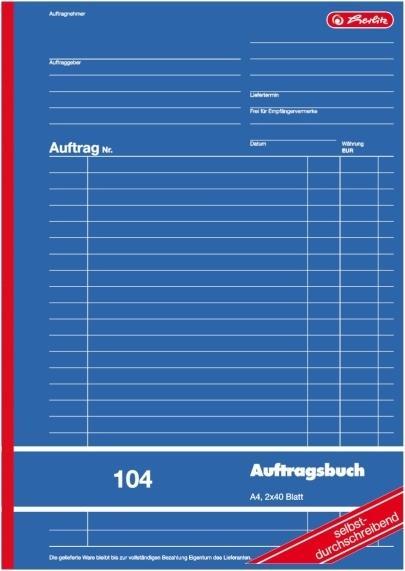 Produktbild Herlitz Formularbuch "Auftrag 264,20cm (104"), DIN A4, 2 x 40 Blatt (40 x)