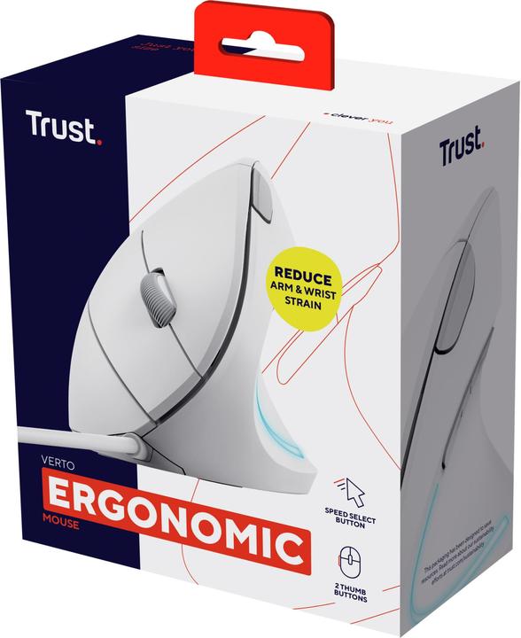 Actual product image Trust Verto Wired Ergo Mouse White (Cable)